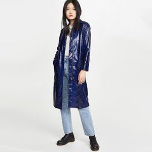 NWT Apparis black blue python faux leather duster